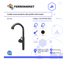 CANILLA MESA LAVATORIO ALTO PERILLA MÓVIL METAL