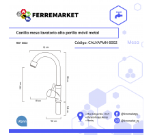 CANILLA MESA LAVATORIO ALTO PERILLA MÓVIL METAL