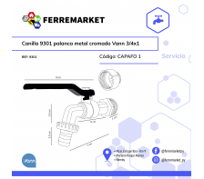 CANILLA 9301 PALANCA METAL CROMADO VANN 3/4x1