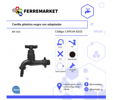 CANILLA PLÁSTICA NEGRA CON ADAPTADOR