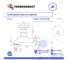 CANILLA PLÁSTICA NEGRA CON ADAPTADOR