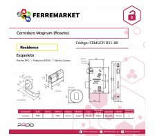 CERRADURA MAGNUM ROSETA 931-80 ZAMAC PADO 40 MM