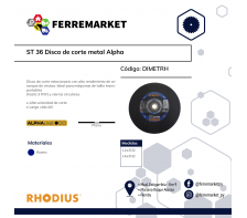 ST 36 DISCO DE CORTE METAL RHODIUS ALPHA
