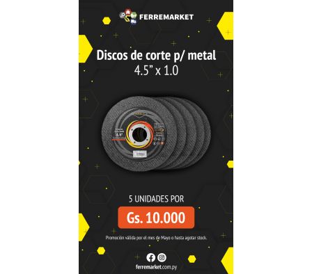 DISCOS DE CORTE PARA METAL 4.5"X1.0