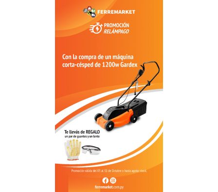 MAQUINA CORTA CESPED 1200W GARDEX PROMO RELAMPAGO