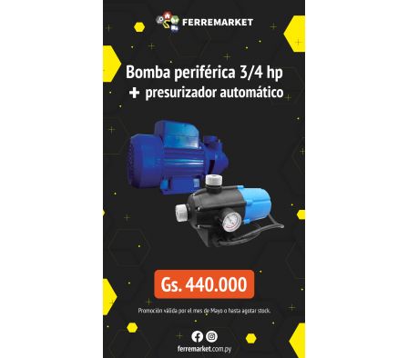 BOMBA PERIFERICA 3/4 HP + PRESURIZADOR AUTOMATICO