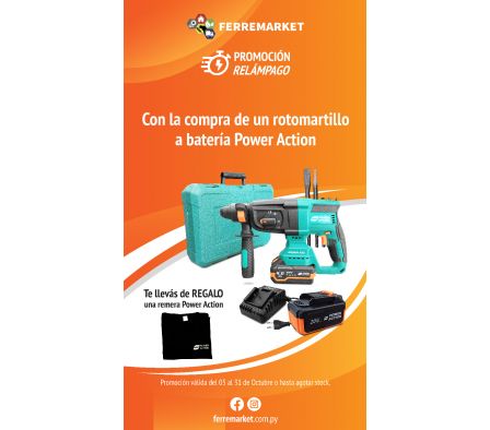 ROTOMARTILLO A BATERIA 20V + 2 BAT + 1 CARG. POWER ACTION