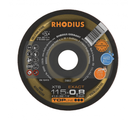XT 8 DISCO CORTE METAL 4.5X0.8 RECTO EXACT HYDROPROTECT RHODIUS