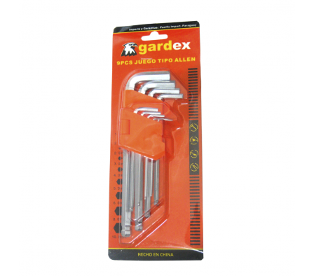 LLAVE ALLEN CAB/ESFERICA LARGO 1.5/10 MM 9PZ GARDEX