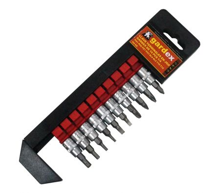 LLAVE TERMINALES EN JUEGO DE 1/4" GARDEX DE 10PZ