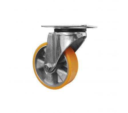RUEDA PU-ALUMINIO BASE GIRATORIA 150MM 