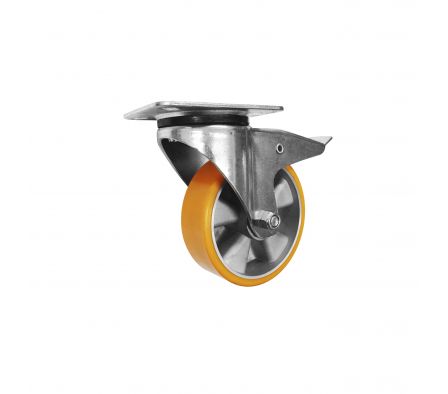 RUEDA PU-ALUMINIO BASE GIRATORIA CON FRENO 150MM 