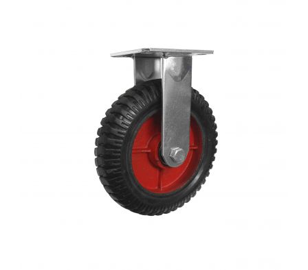 RUEDA DE ALTA RESISTENCIA DE METAL CON BASE FIJA 200MM