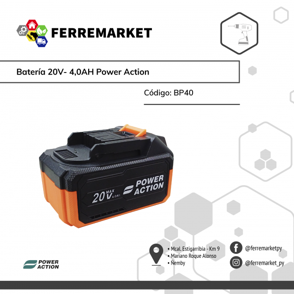 BATERÍA 20V- 4,0AH POWER ACTION