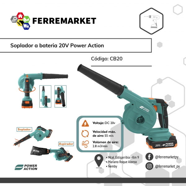 SOPLADOR A BATERIA 20V POWER ACTION